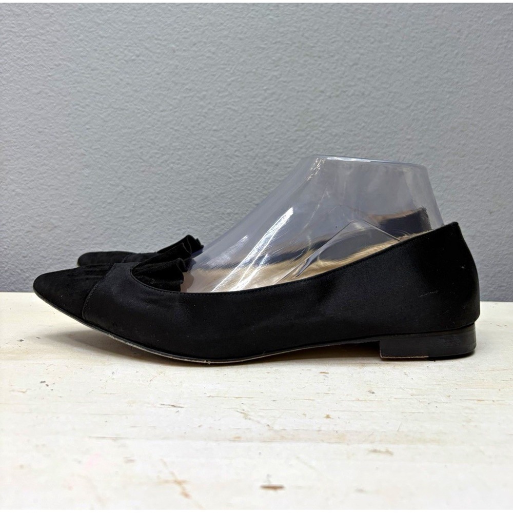 Sarah Flint Black Satin Pointed Toe Flats Size 37.5